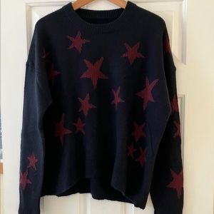 ZADIG & VOLTAIRE Markus 100% Cashmere Markus Intarsia Star Navy Sweater XS